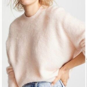Vince Italian Yarn Mohair & Alpaca Blend Fuzzy Knit Sweater M Desert Rose Cozy